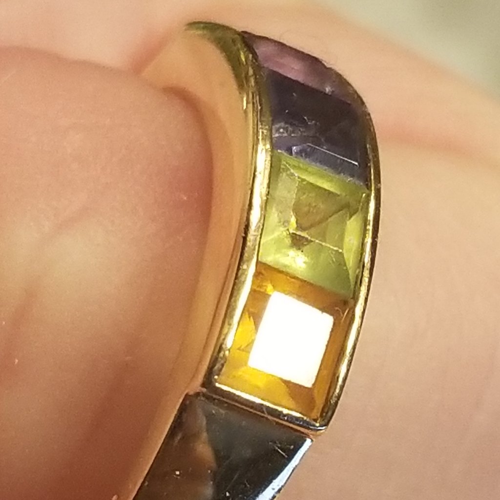 Rare Vintage Estate Mayors Birks 14k Princess Square Multi Gemstone Ring Band — image 5 of 8